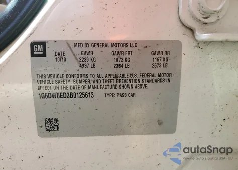 2011 Cadillac Sts Luxury z USA, uszkodzony, nr VIN 1G6DW6ED3B0125613